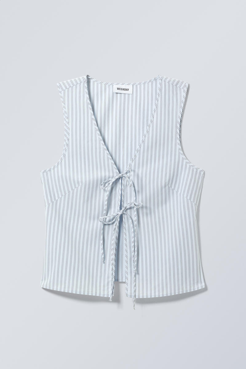 fitted vest top - Light Blue Stripe | Weekday GB