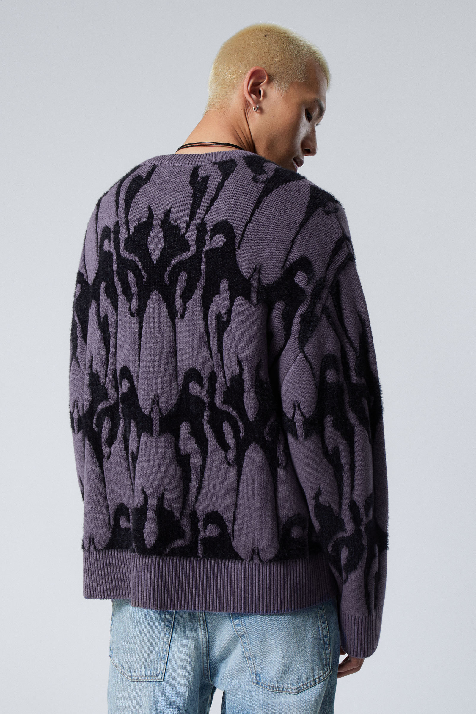 oversized hairy graphic knitted sweater Dark Lilac Weekday WW