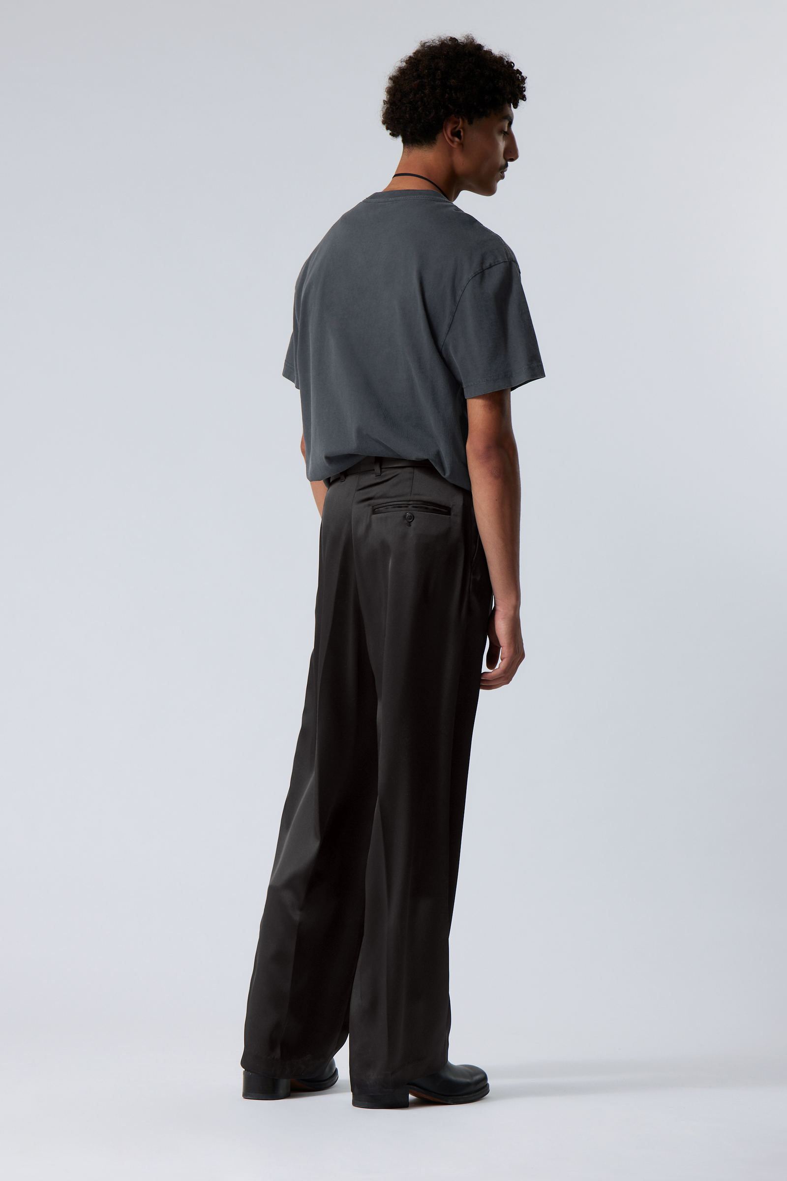 Black - Uno Loose Shiny Trousers - 2