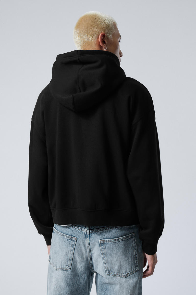 boxy midweight zip hoodie - Black | Weekday WW