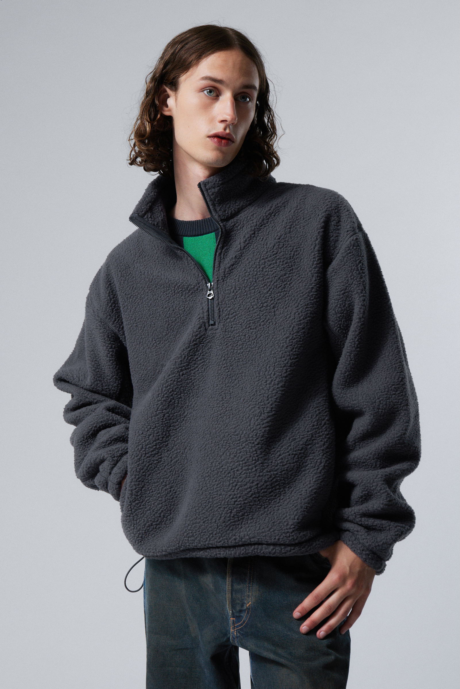 fleece sweatshirt Dark Grey Weekday EU