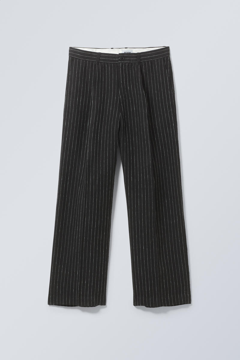 uno loose linen suit trouser - Black Pinstripe | Weekday DK