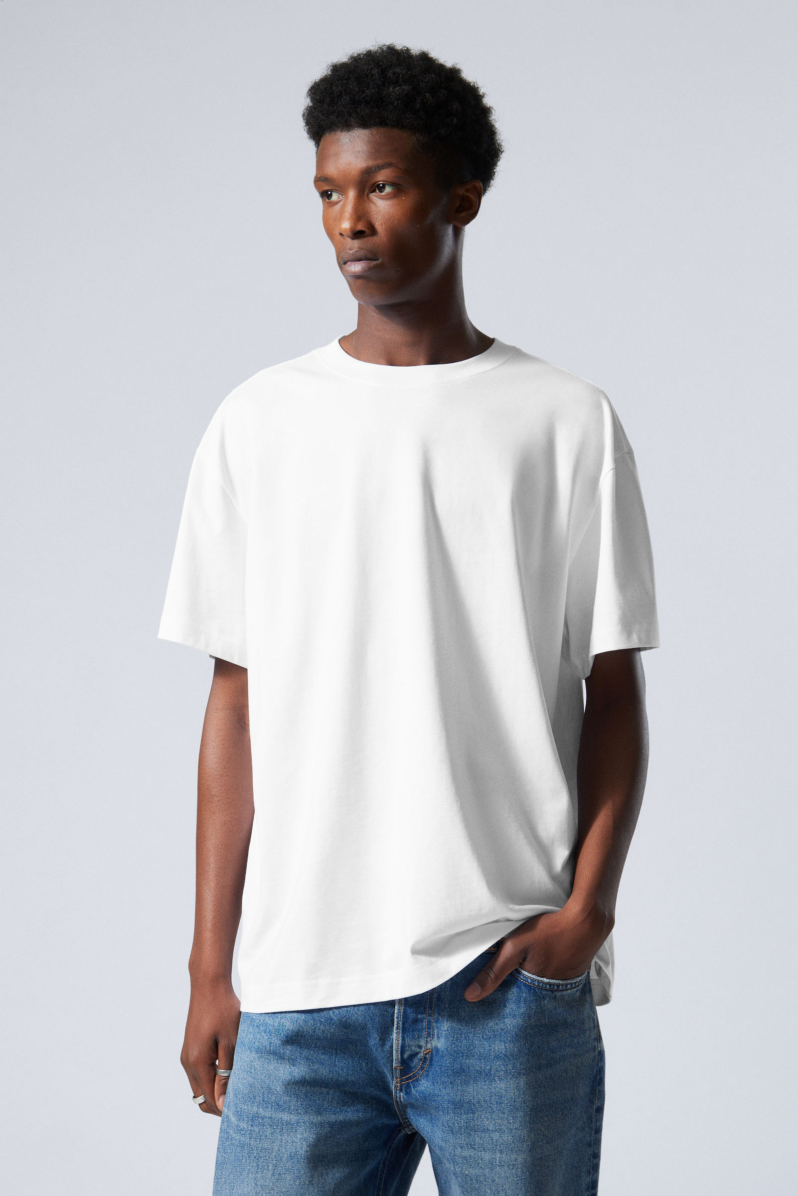 oversized heavyweight t shirt White Weekday EU