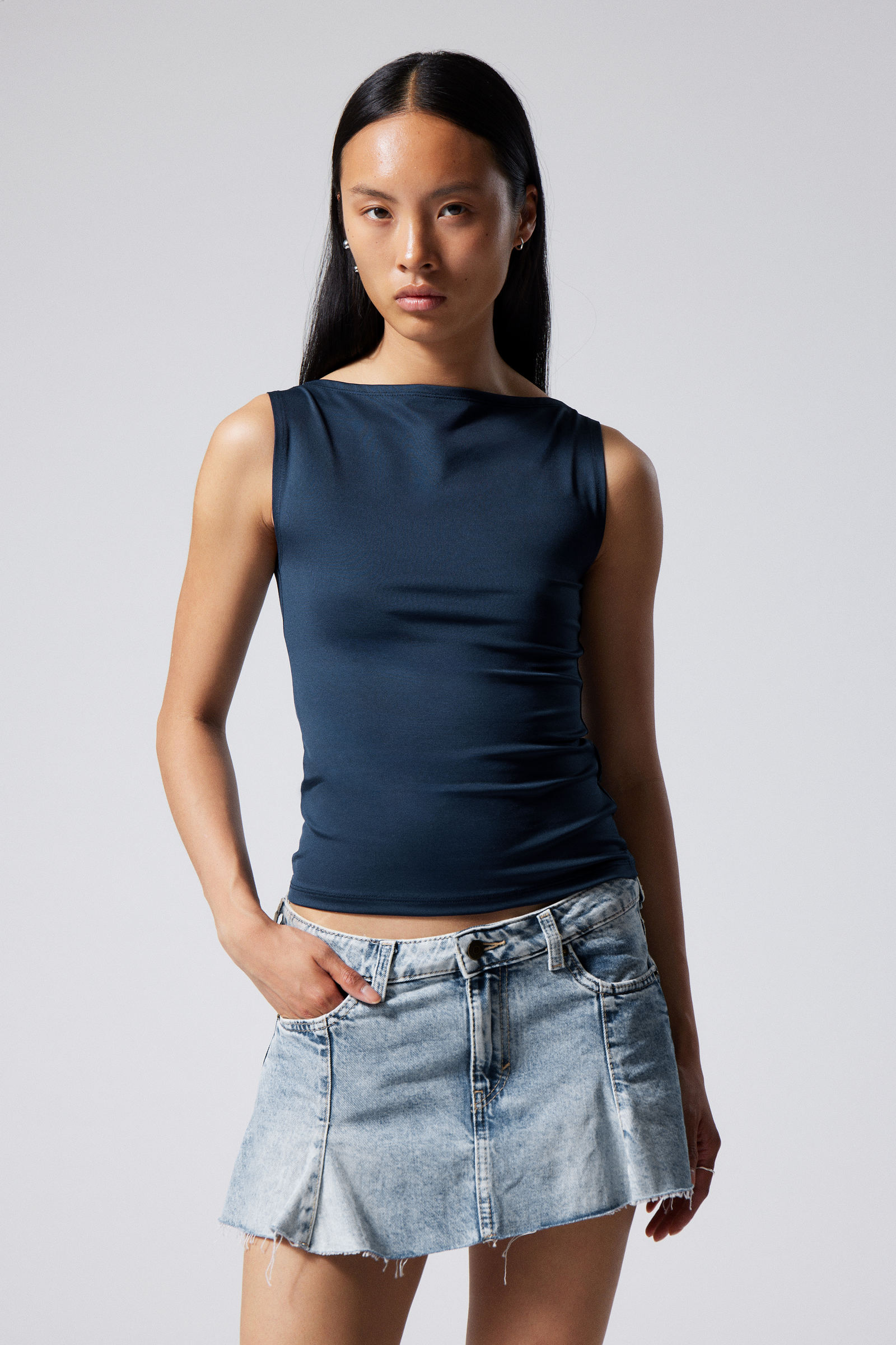 annie boatneck sleeveless top - Midnight Blue | Weekday DK