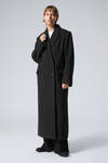 Black Check - Oversized Double-Breasted Wool-Blend Coat - 0