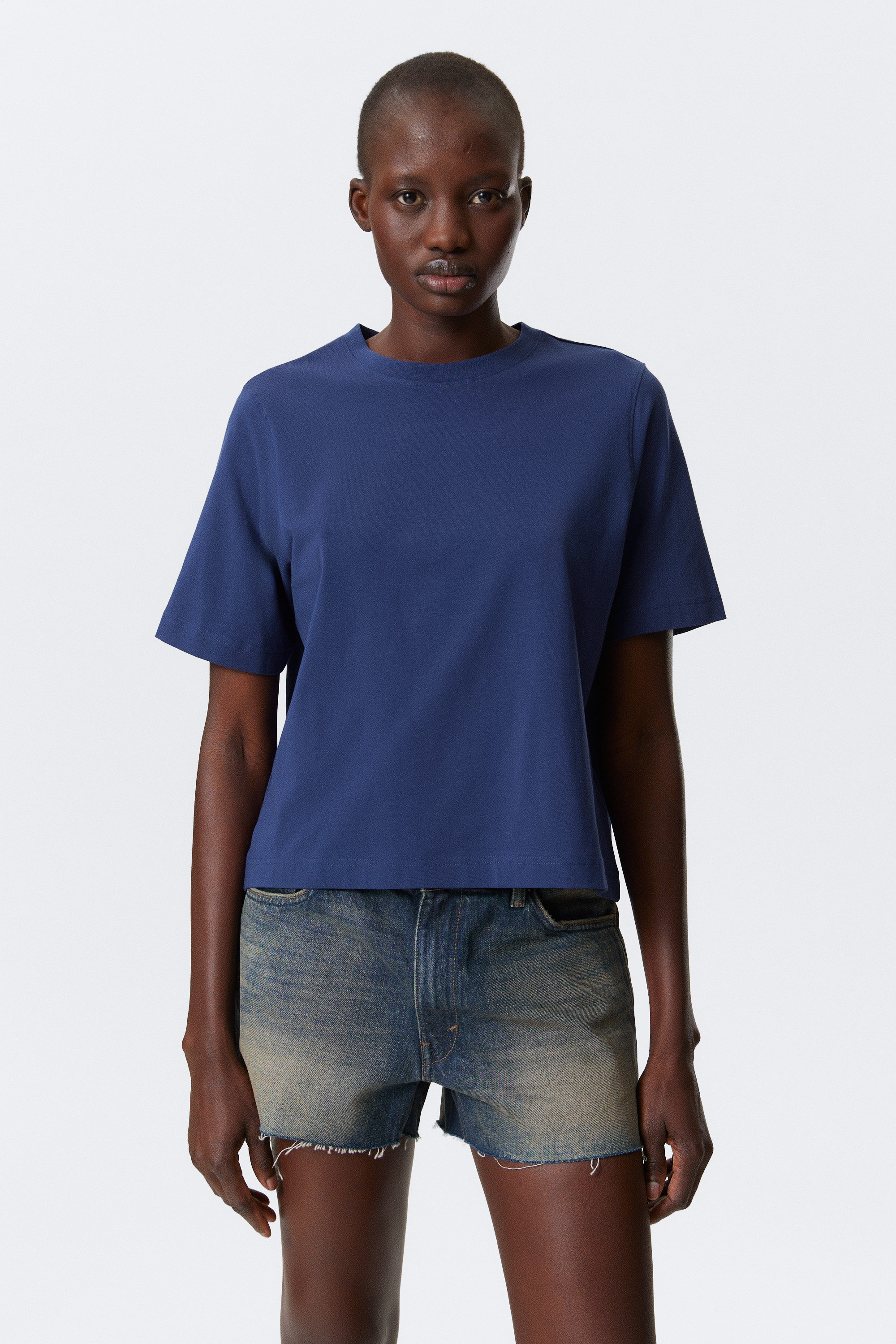 売れ筋商品|||ウィークデイ Tシャツ レディース トップス DANYA BOXY - Basic T-shirt - dark blue a802cb2a4c0c2814f00aa2605ed215