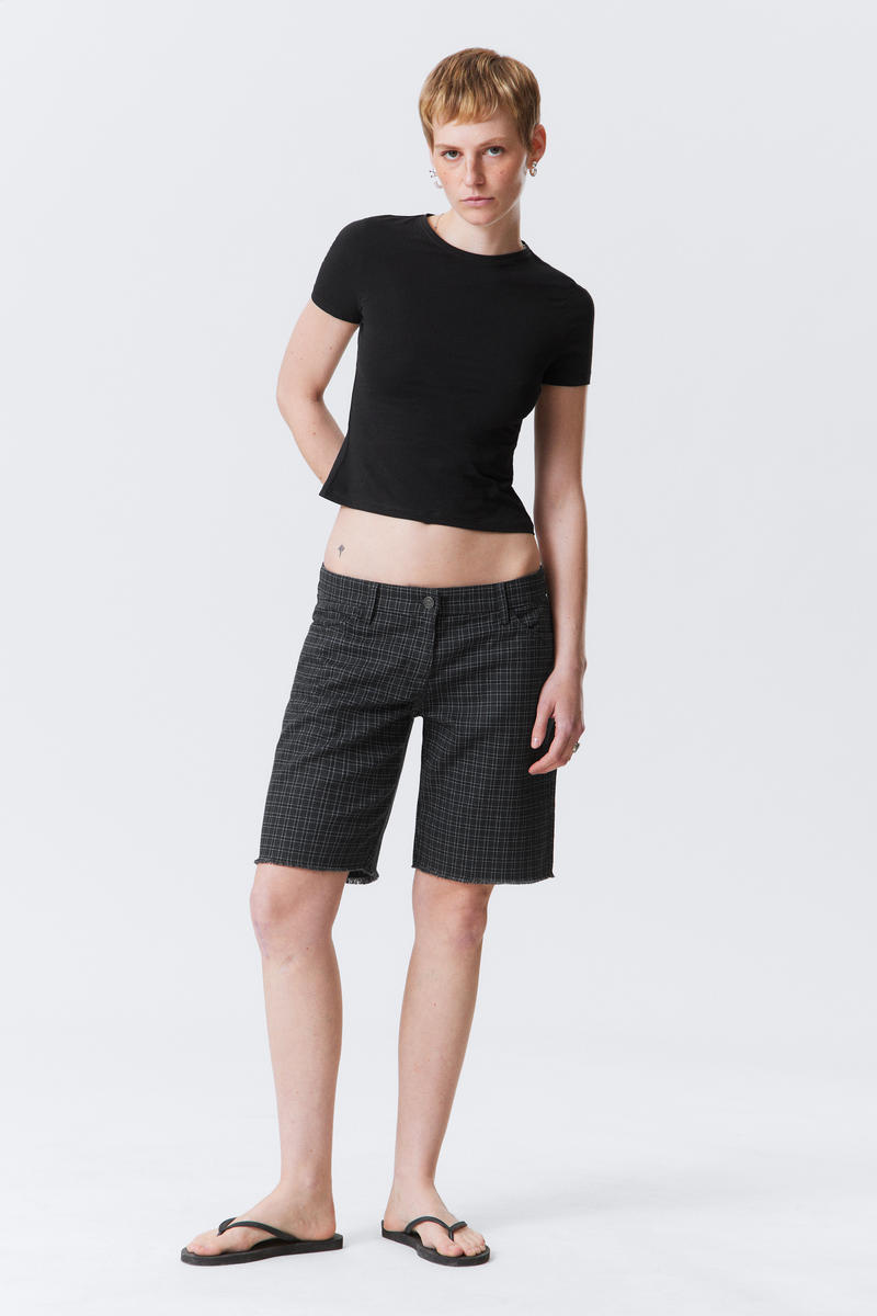 Weekday Checked Knee-length Cotton Twill Shorts