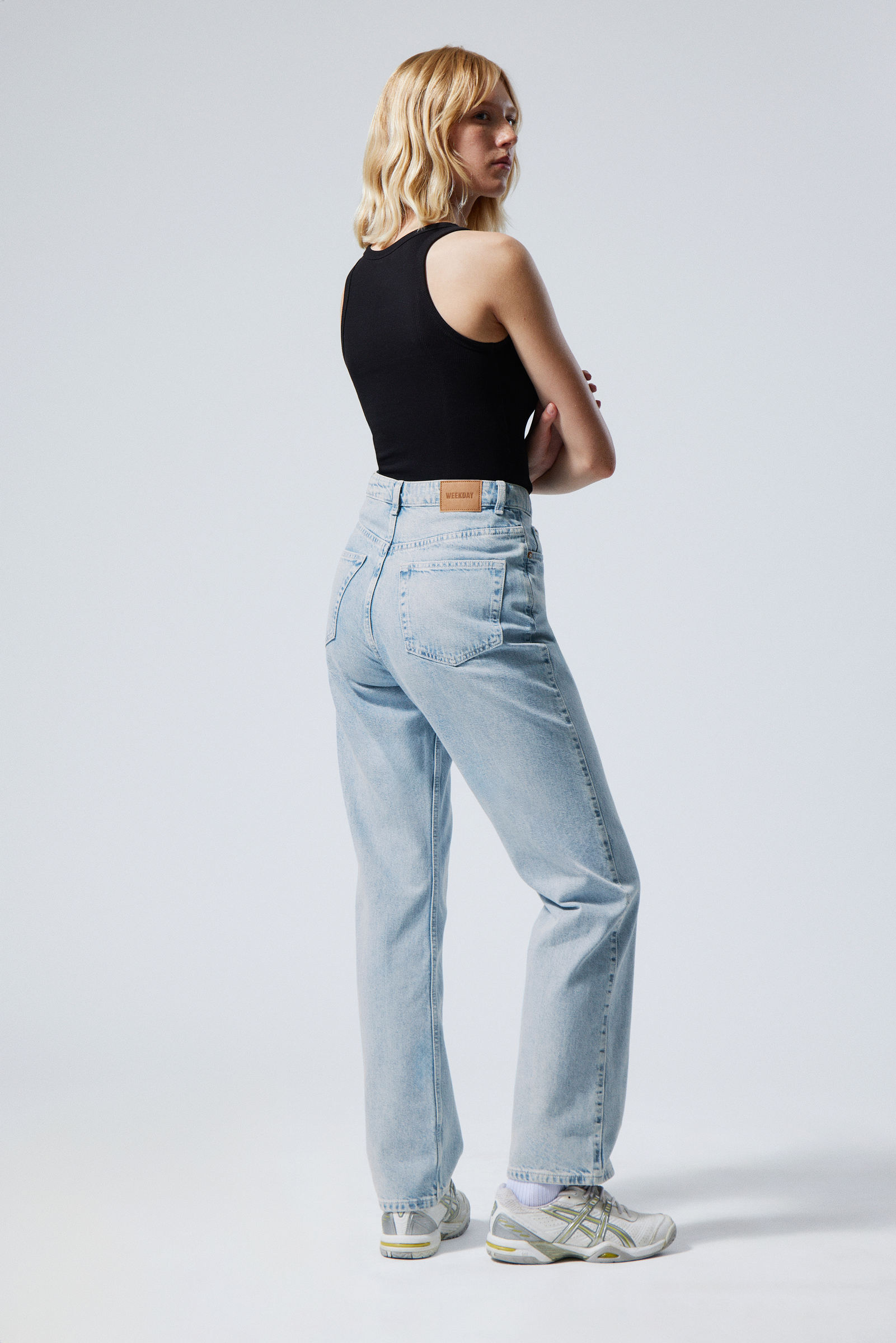 Blau - Rowe Super High Waisted Regular Straight Leg Jeans - 4