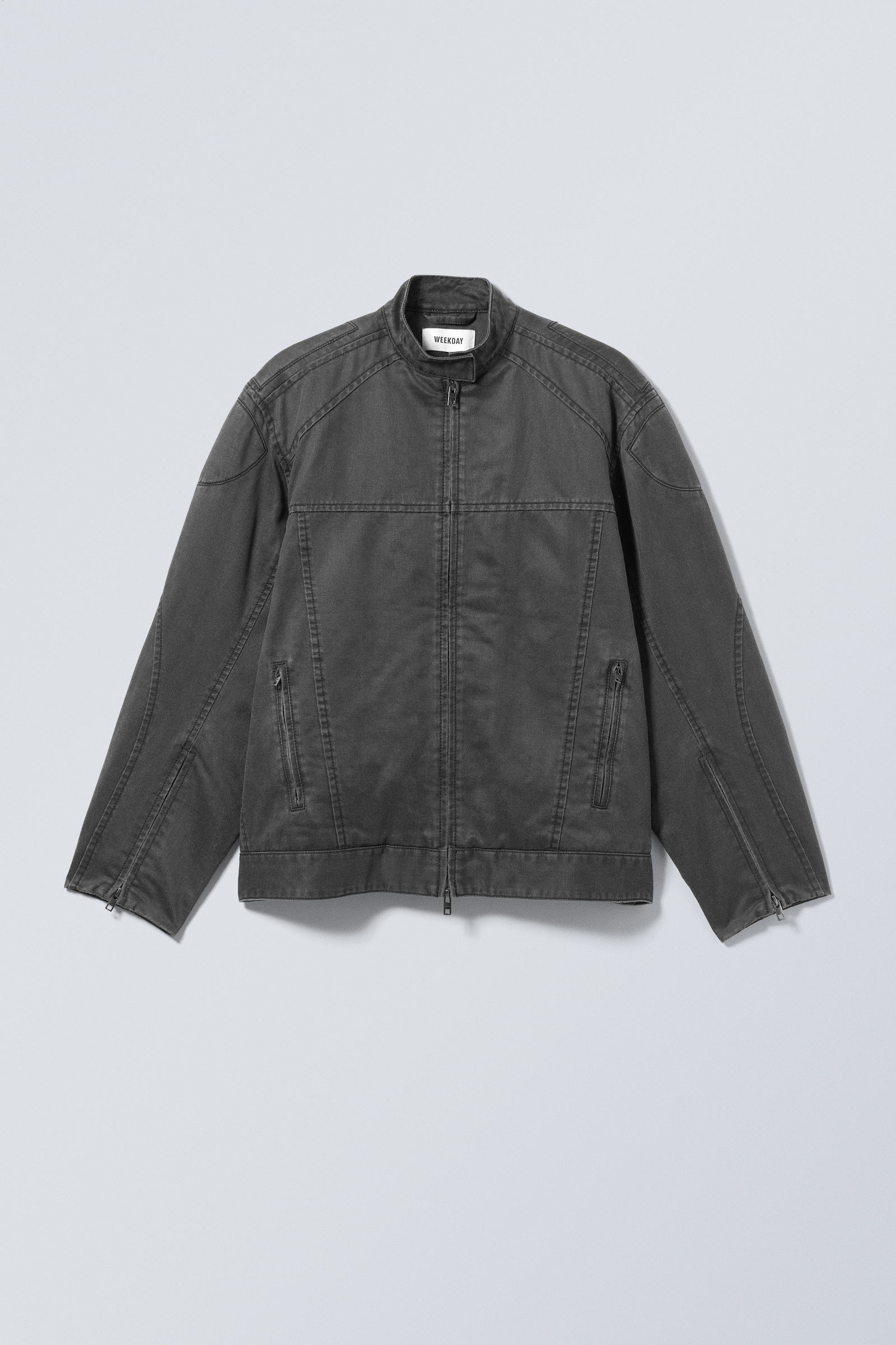 reed coated biker jacket - Washed Black | Weekday DK