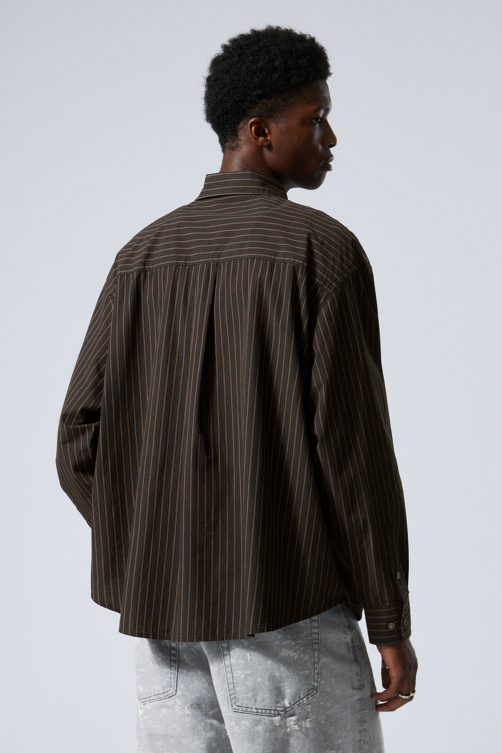 Dark Grey Stripe - Oversized Striped Shirt - 3