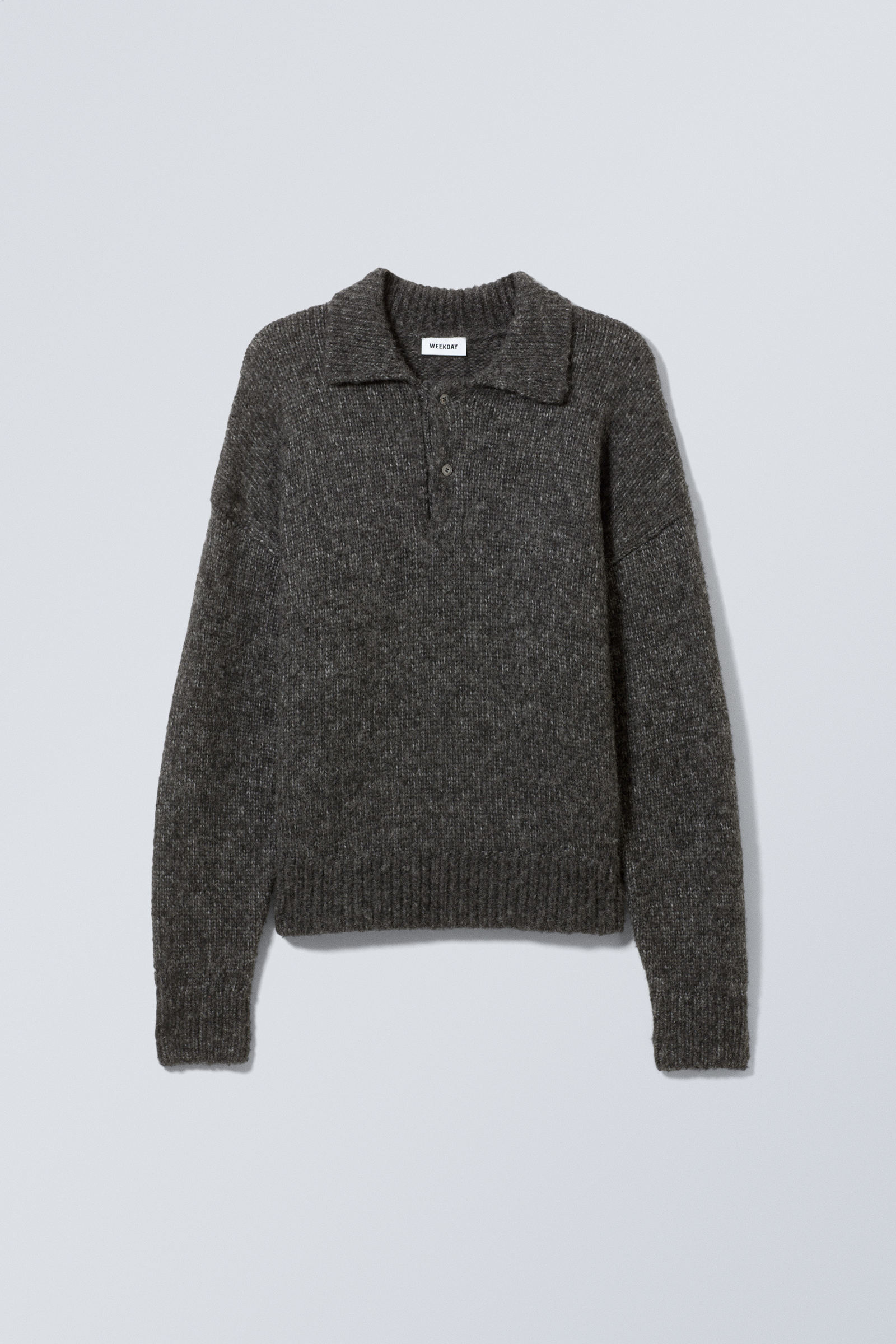 Dark Grey - Bobby Relaxed Knitted Polo Sweater - 1