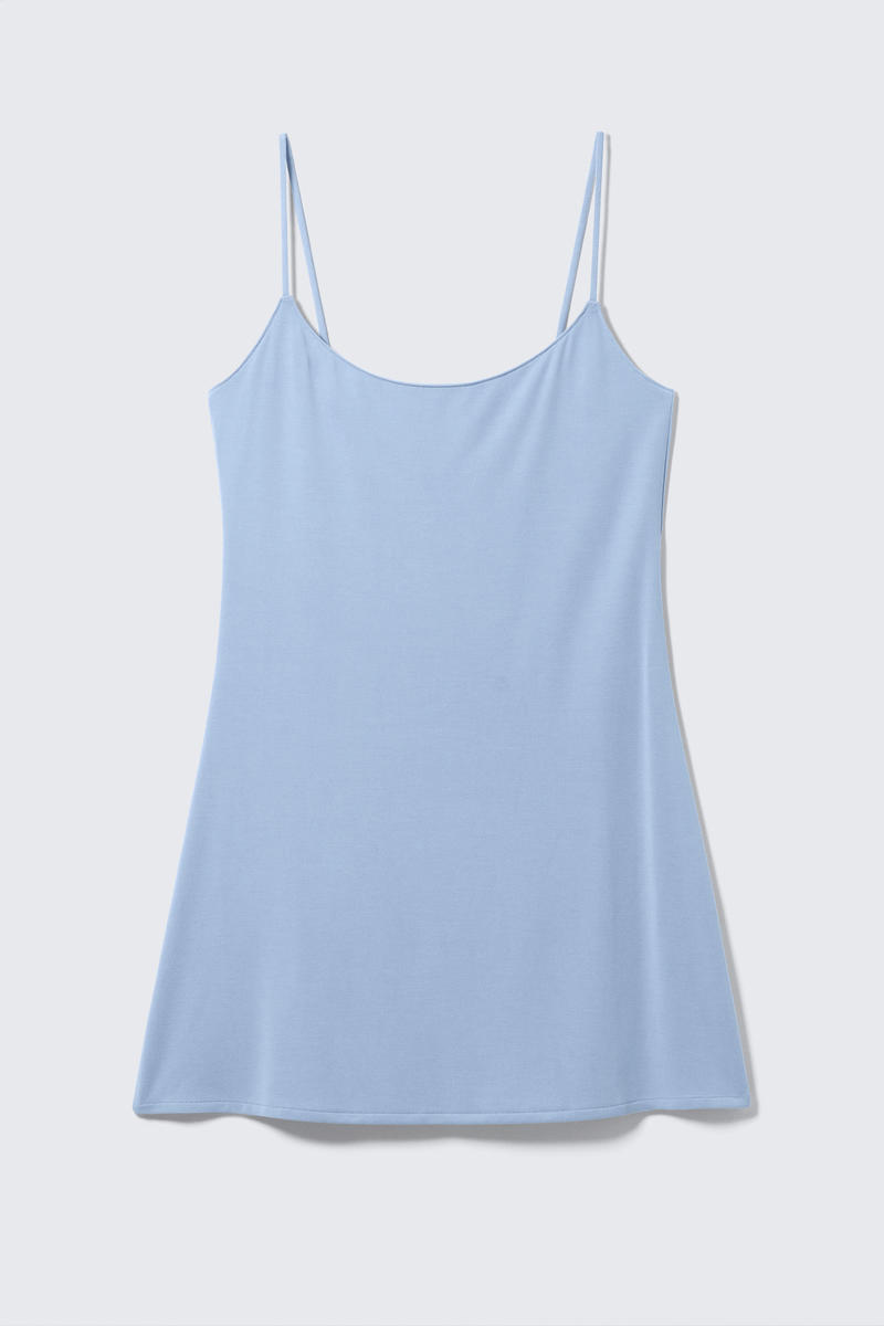 Weekday Strappy Mini Slip Dress In Blue