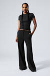 Black Stripe - Cut-Off Waistband Suiting Trousers - 0