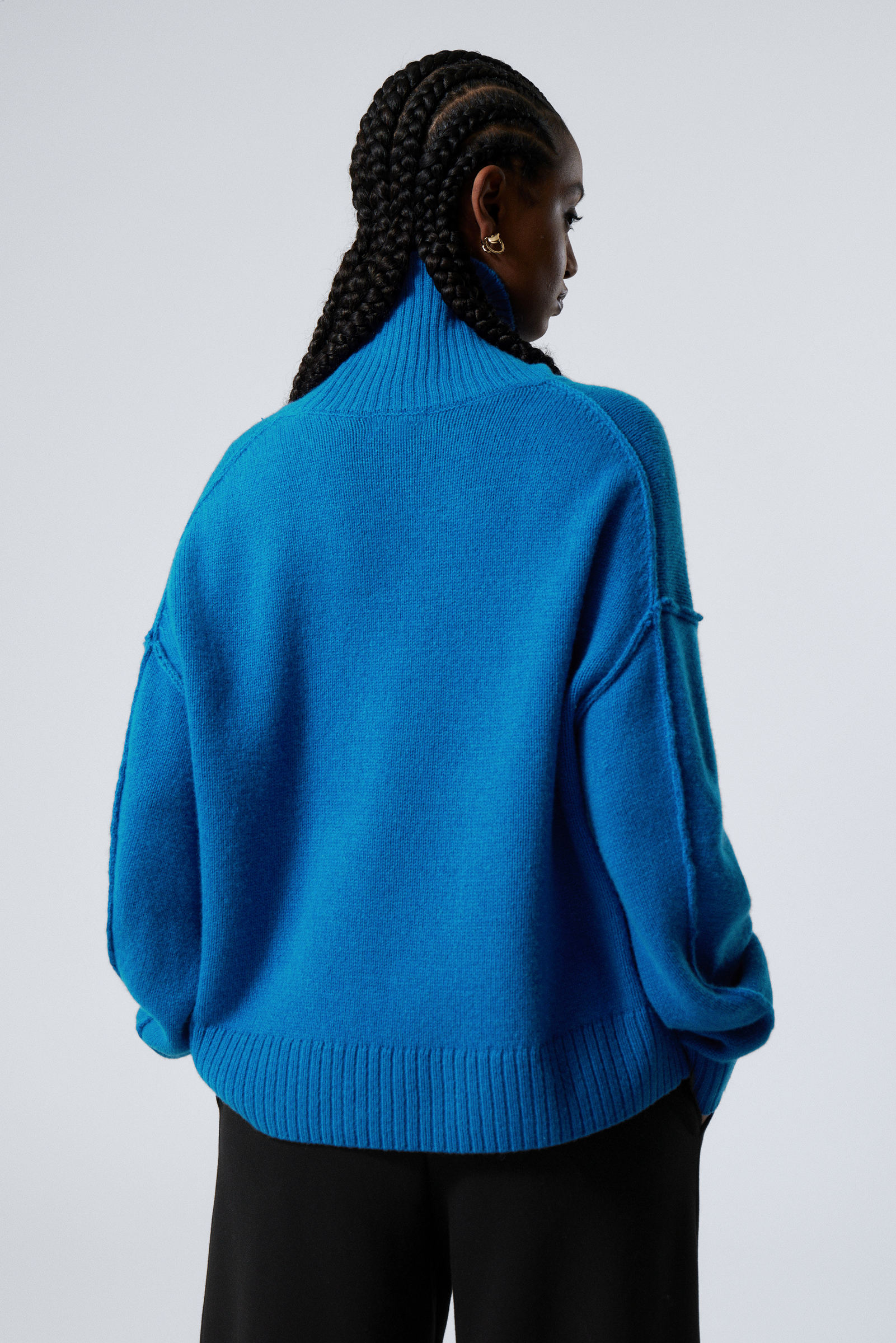 Bright Blue - Wool Turtleneck Sweater - 3