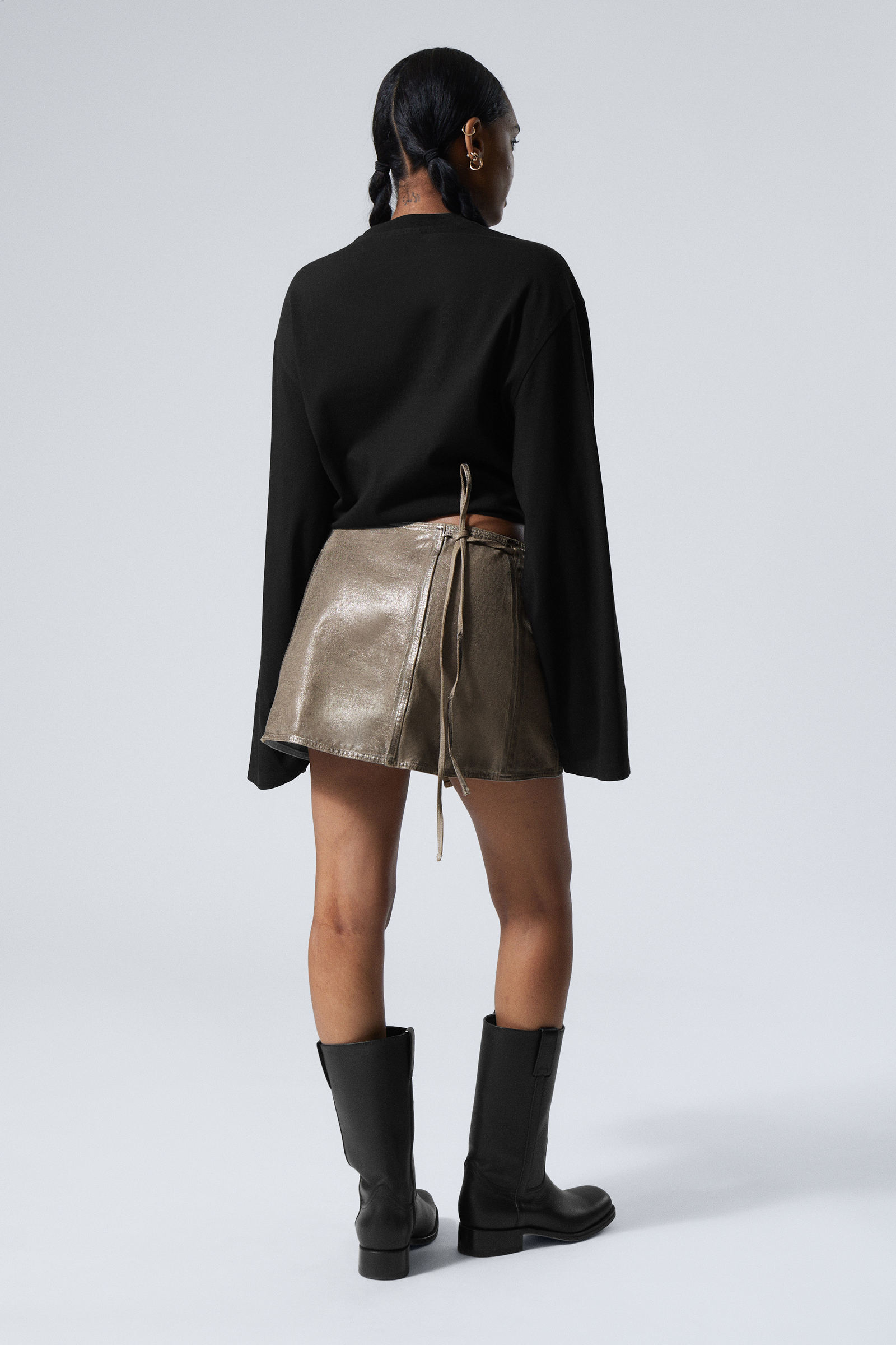 Metallic Mole - Low Metallic Mini Wrap Skirt - 3