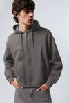 Grau - Kastiger, mittelschwerer Hoodie mit Reißverschluss - 0