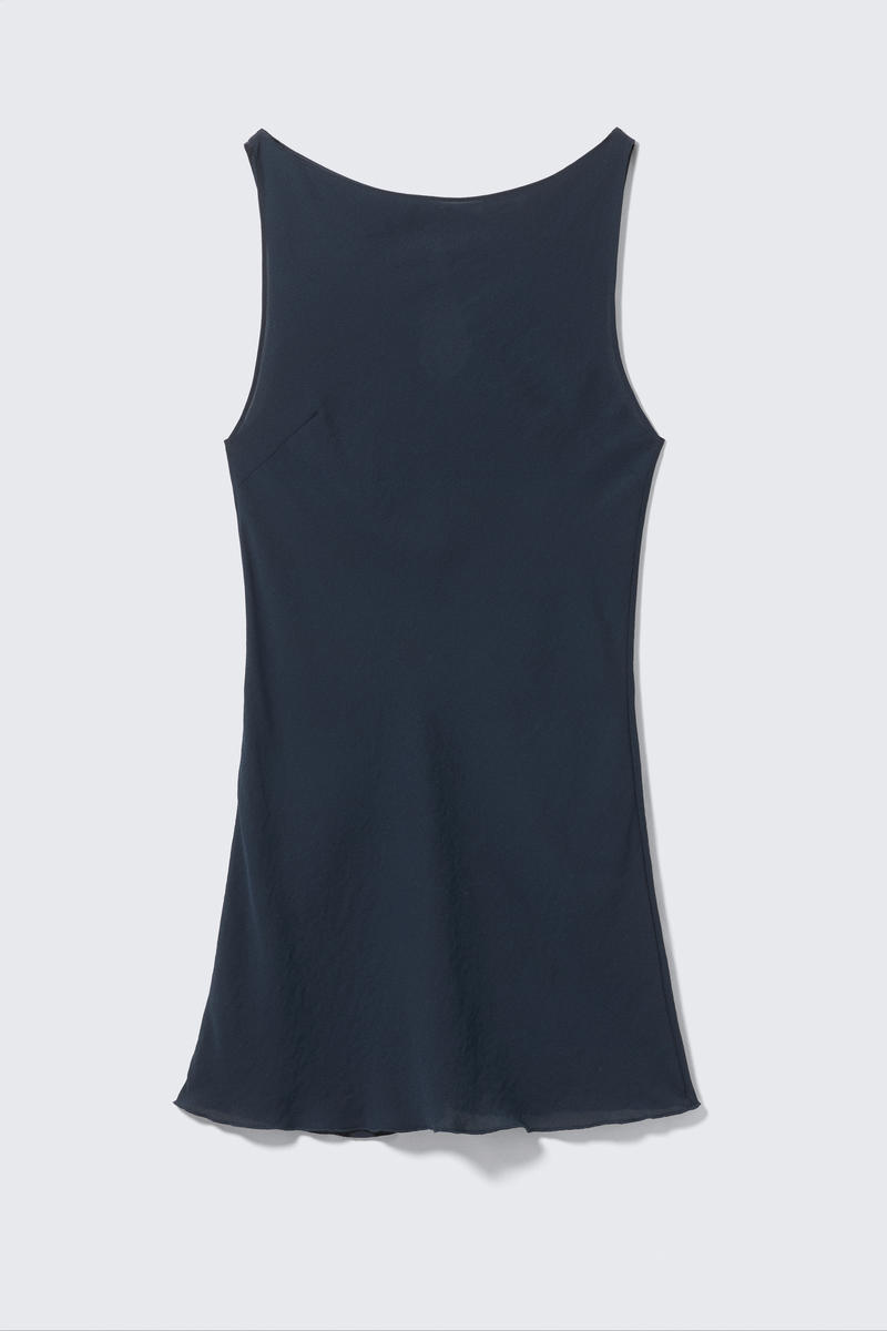 Weekday Sheer Sleeveless Boat-neck Mini Dress