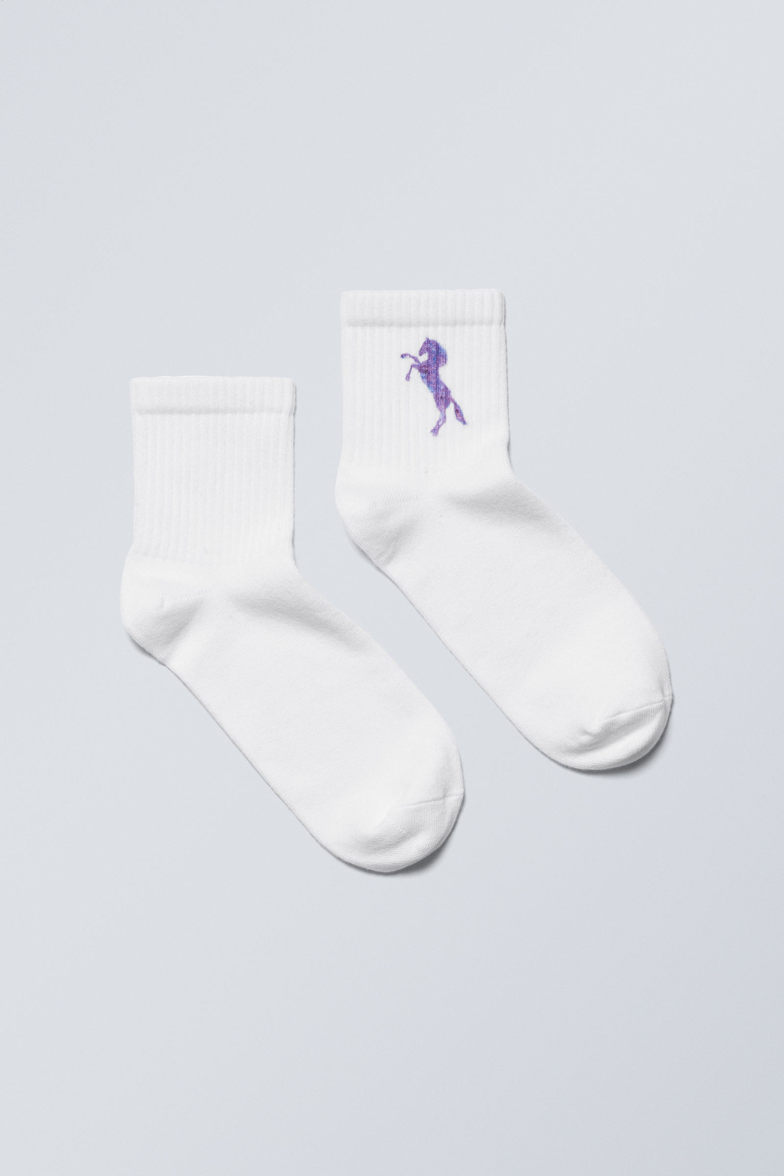 #FFFFFF - Sport Printed Short Socks