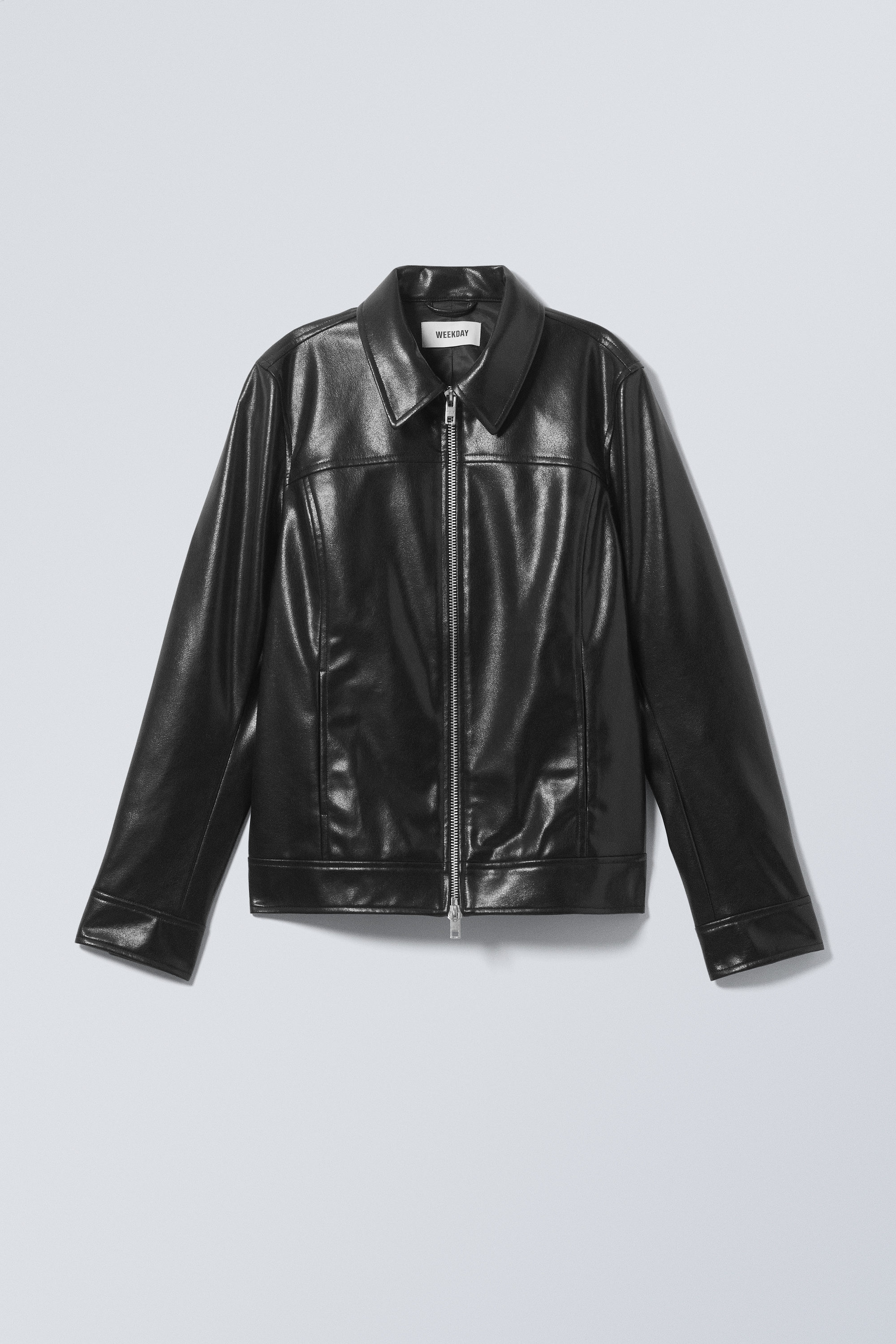 regular fit faux leather jacket - Black | Weekday EU