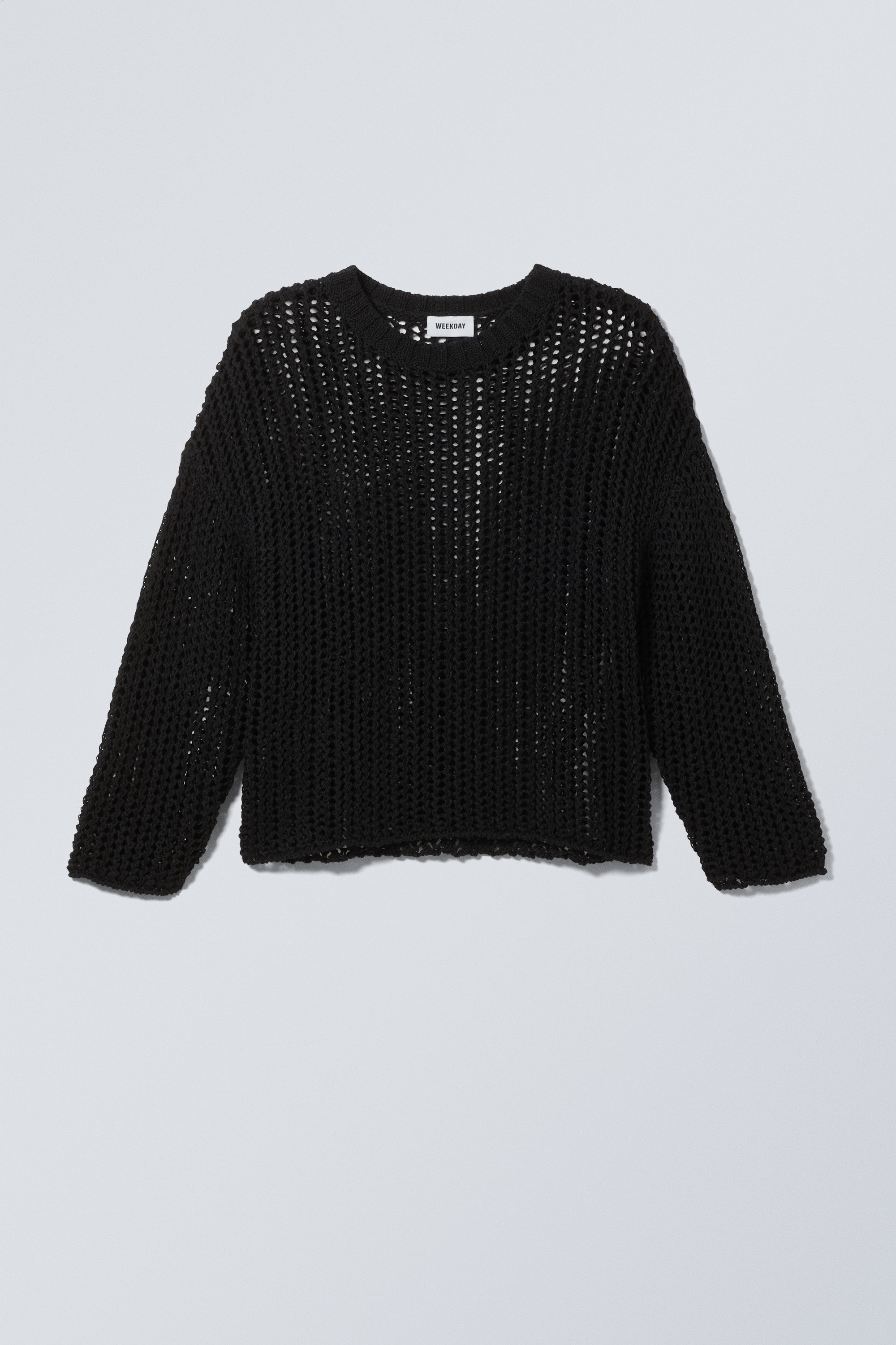 【in a row】[Unisex] Opening Net Knit knitted net sweater - Black | Weekday WW