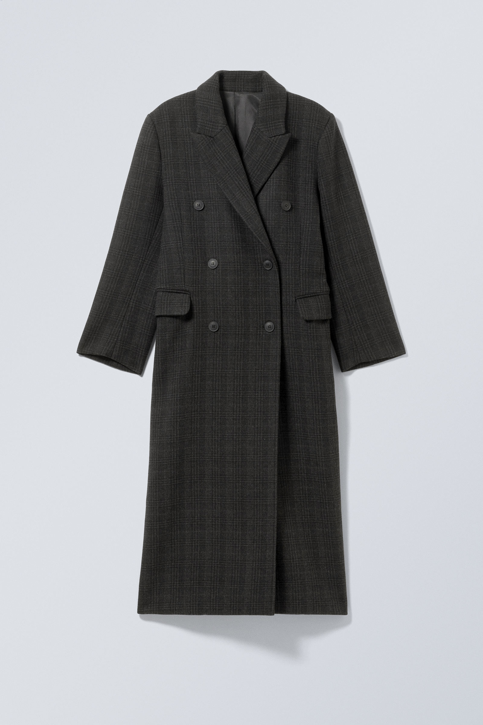 Black Check - Oversized Double-Breasted Wool-Blend Coat - 3