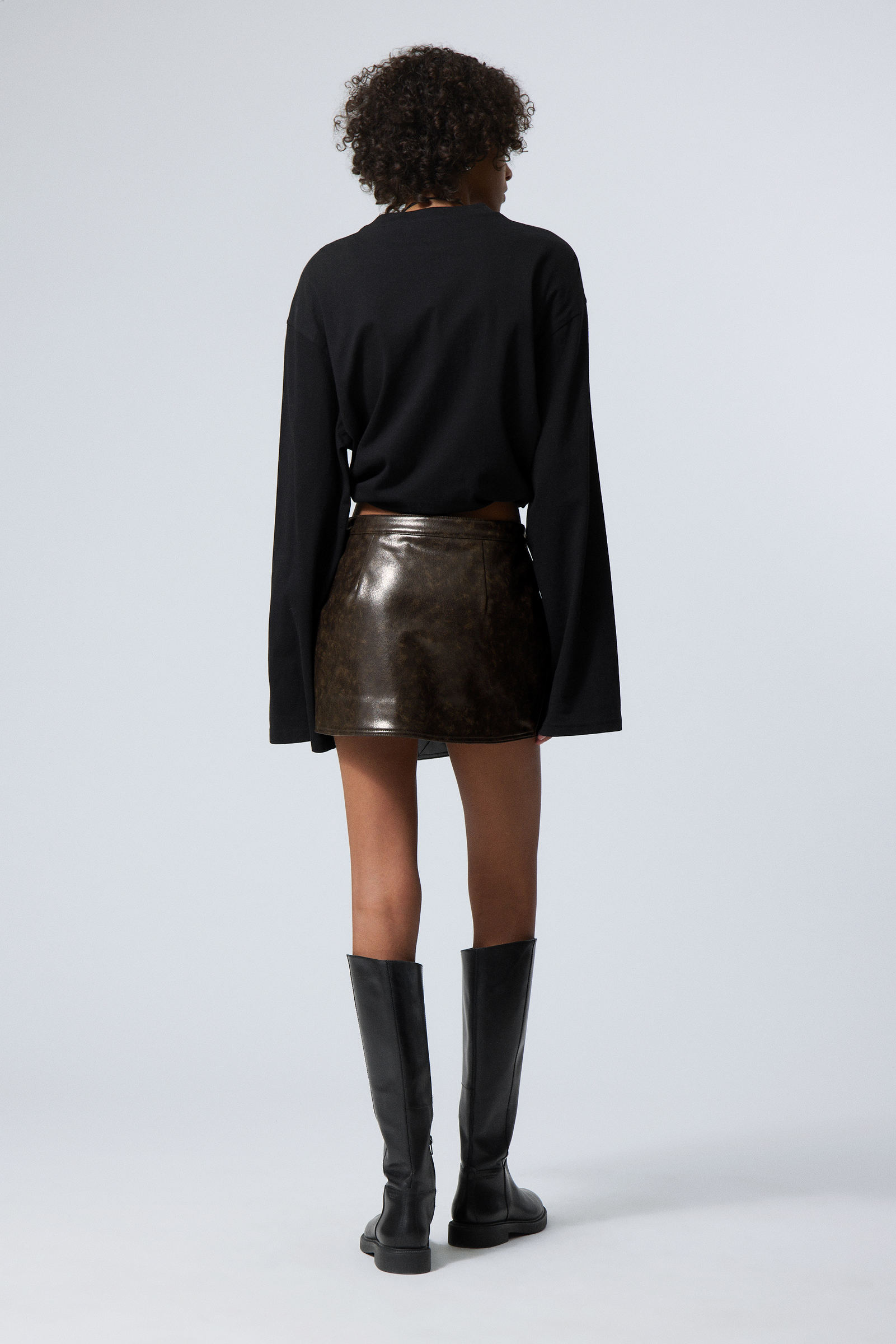 #403C38 - Pam Faux Leather Mini Skirt - 2