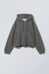 Dark Grey - Boxy Heavyweight Zip Hoodie - 2