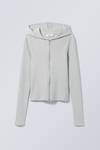 Taupe - Cut Tight Zip Hoodie - 3