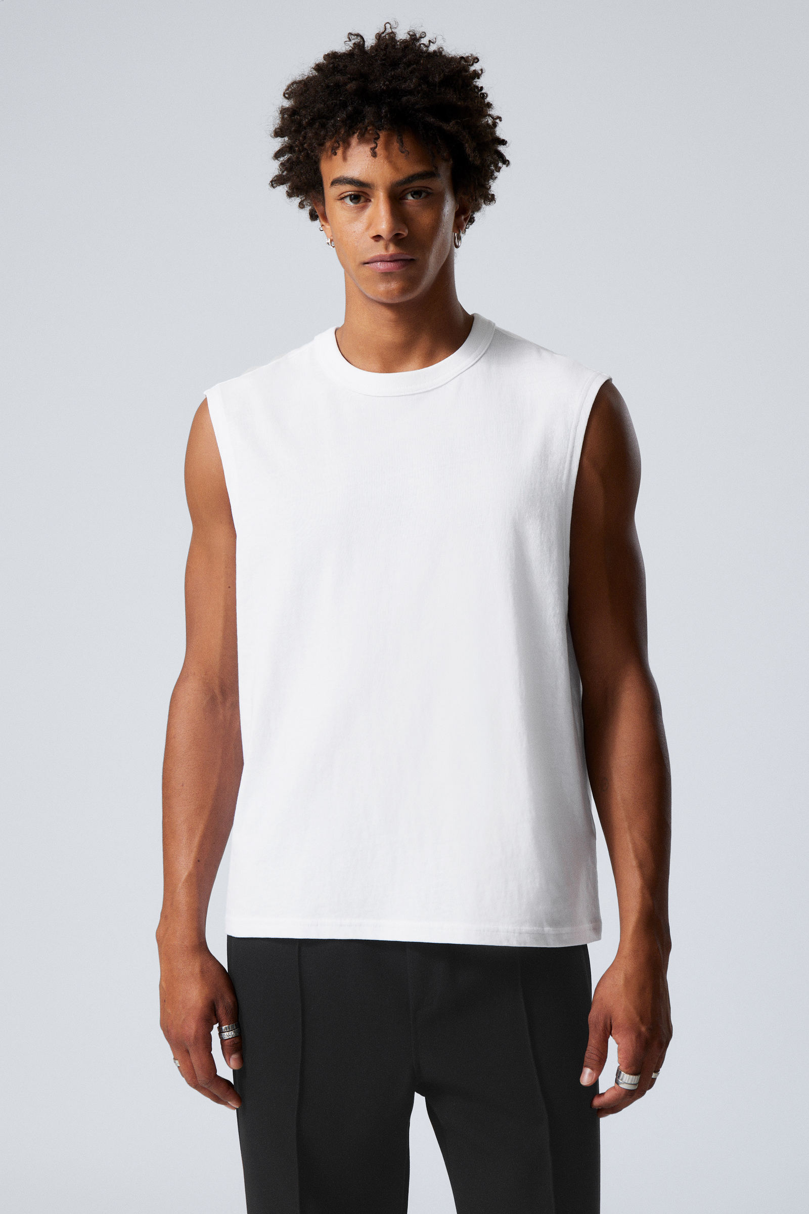 #FFFFFF - Boxy Washed Tank Top - 1