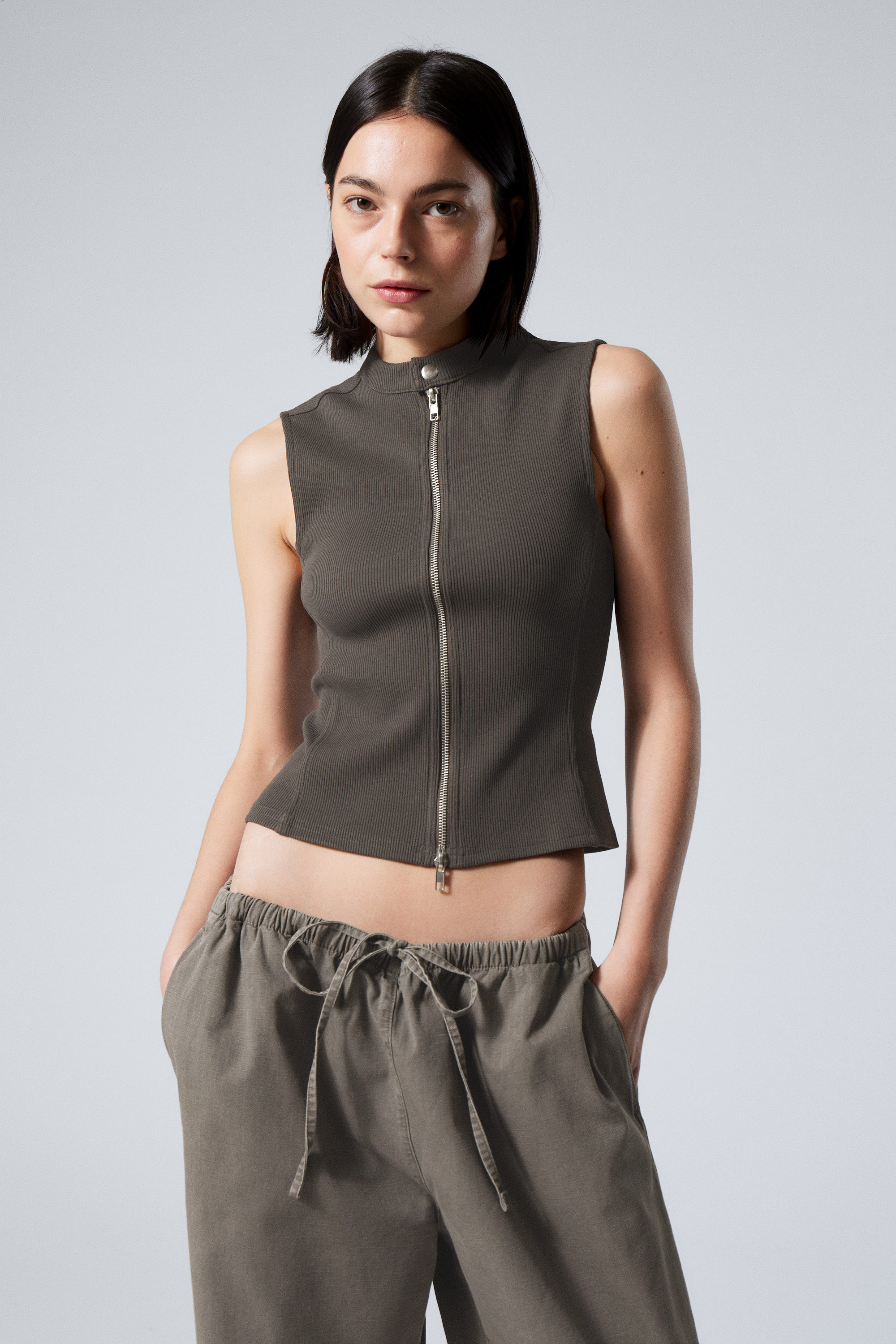 zip up rib tops ♡ melt the lady