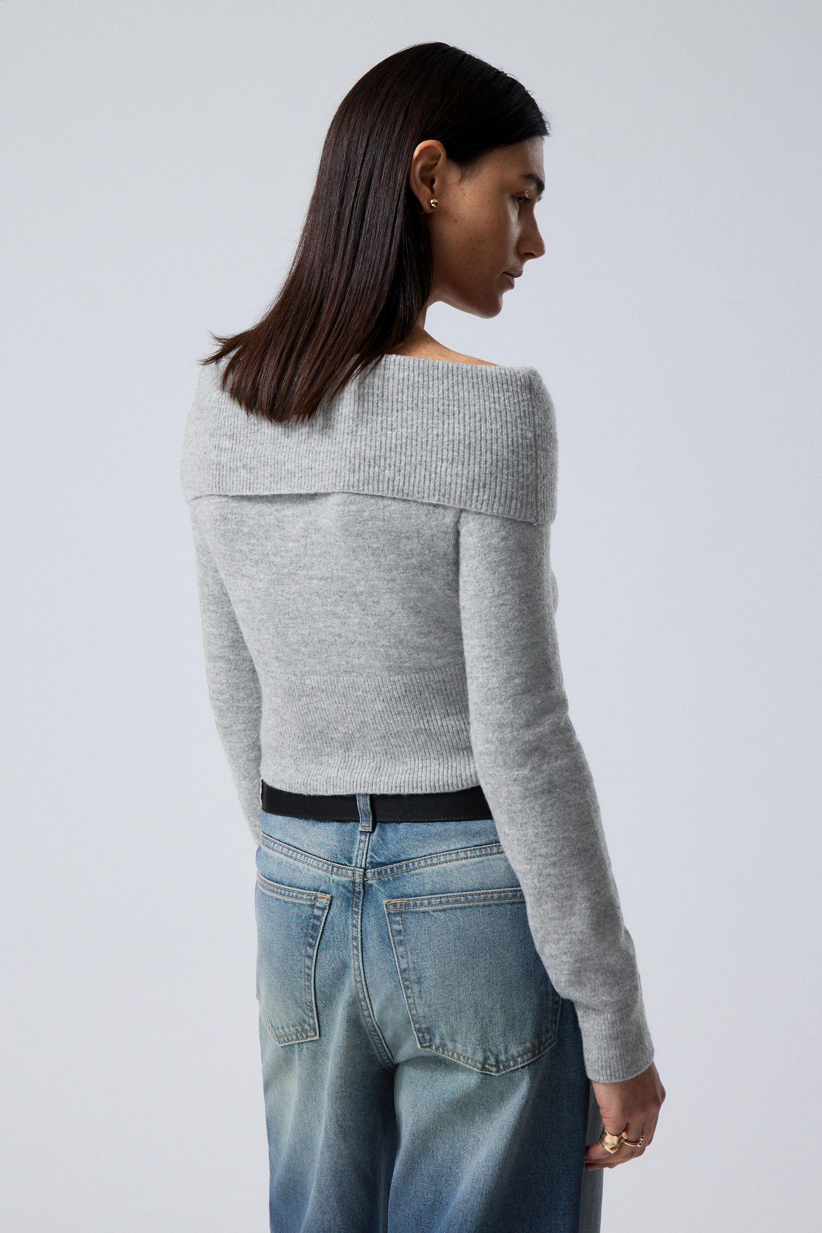 Grey Melange - Lolo Off Shoulder Sweater - 1