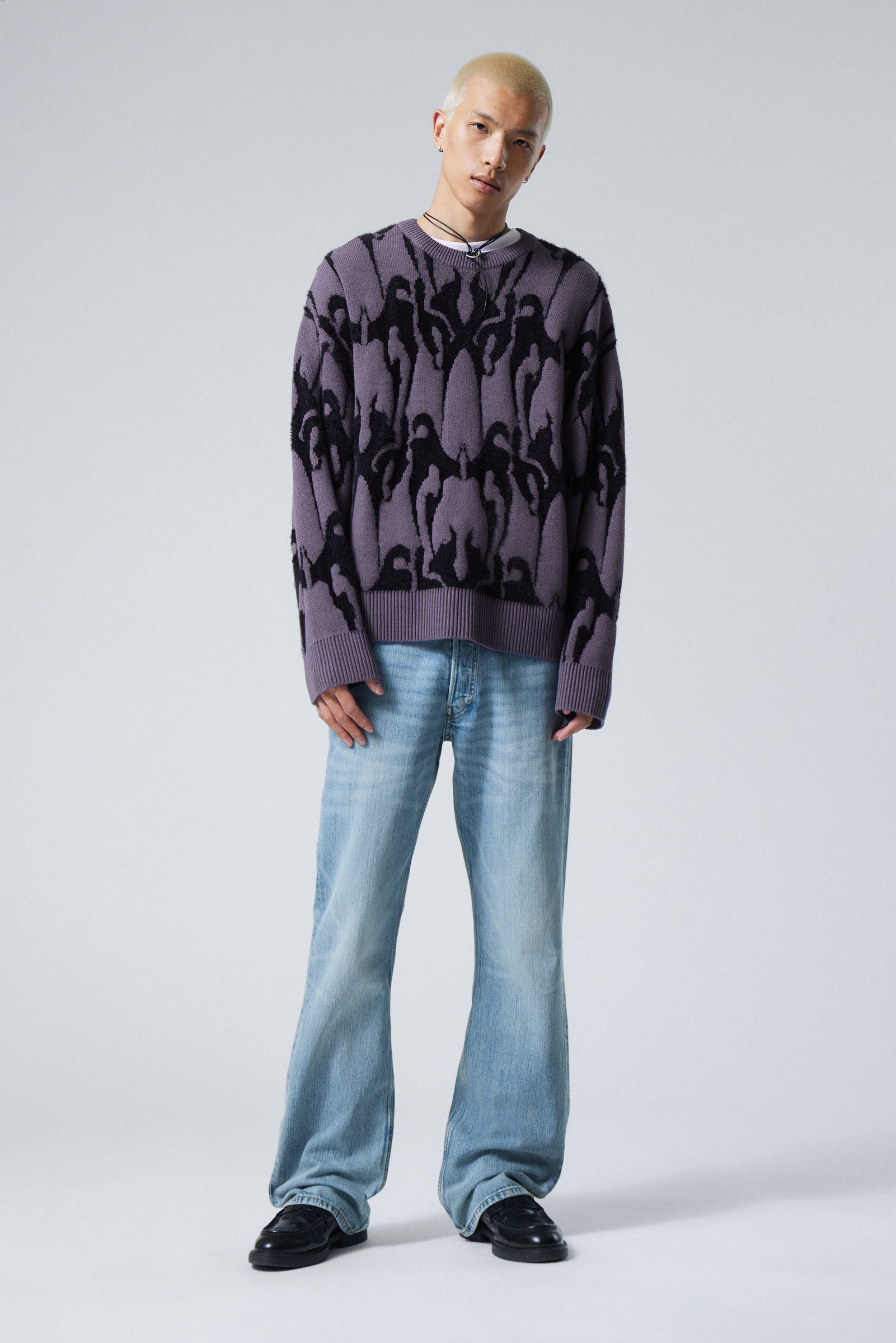 oversized hairy graphic knitted sweater Dark Lilac Weekday WW