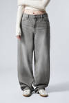 Misty Grey - Light Grey - Rail Mid Rise Loose Wide Leg Jeans - 1