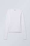 boatneck cotton longsleeve - White | Weekday GB