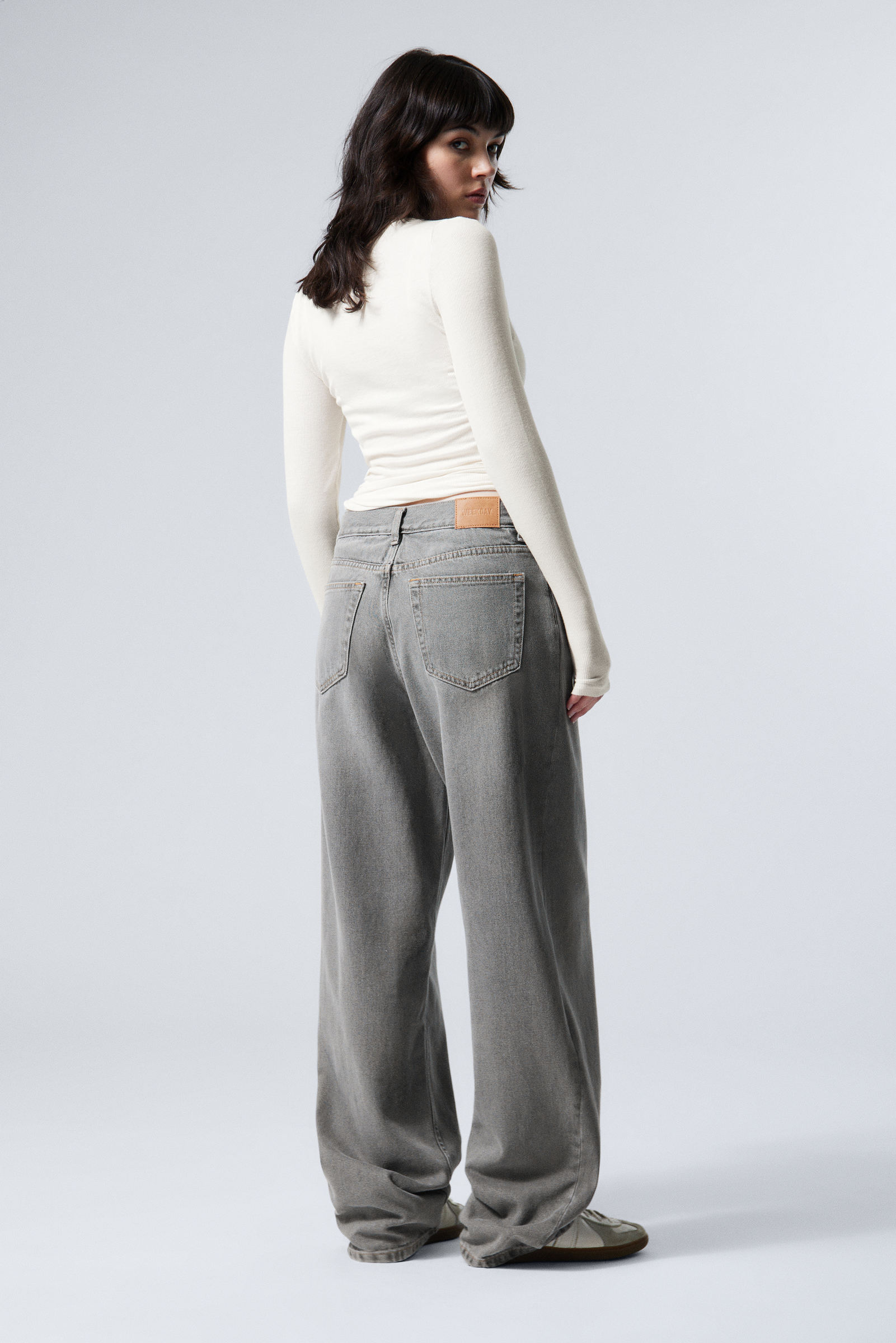 Misty Grey - Light Grey - Rail Mid Rise Loose Wide Leg Jeans - 4