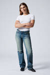 Jackpot Blue - Medium Blue - Arrow Low Rise Regular Straight Leg Jeans - 0