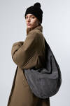 Washed Dark Grey - Washed Cotton Crossbody Bag - 0