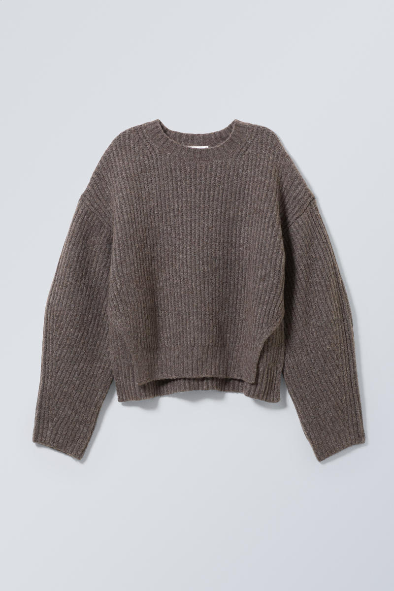 ivy knit sweater - Dark Mole | Weekday EU