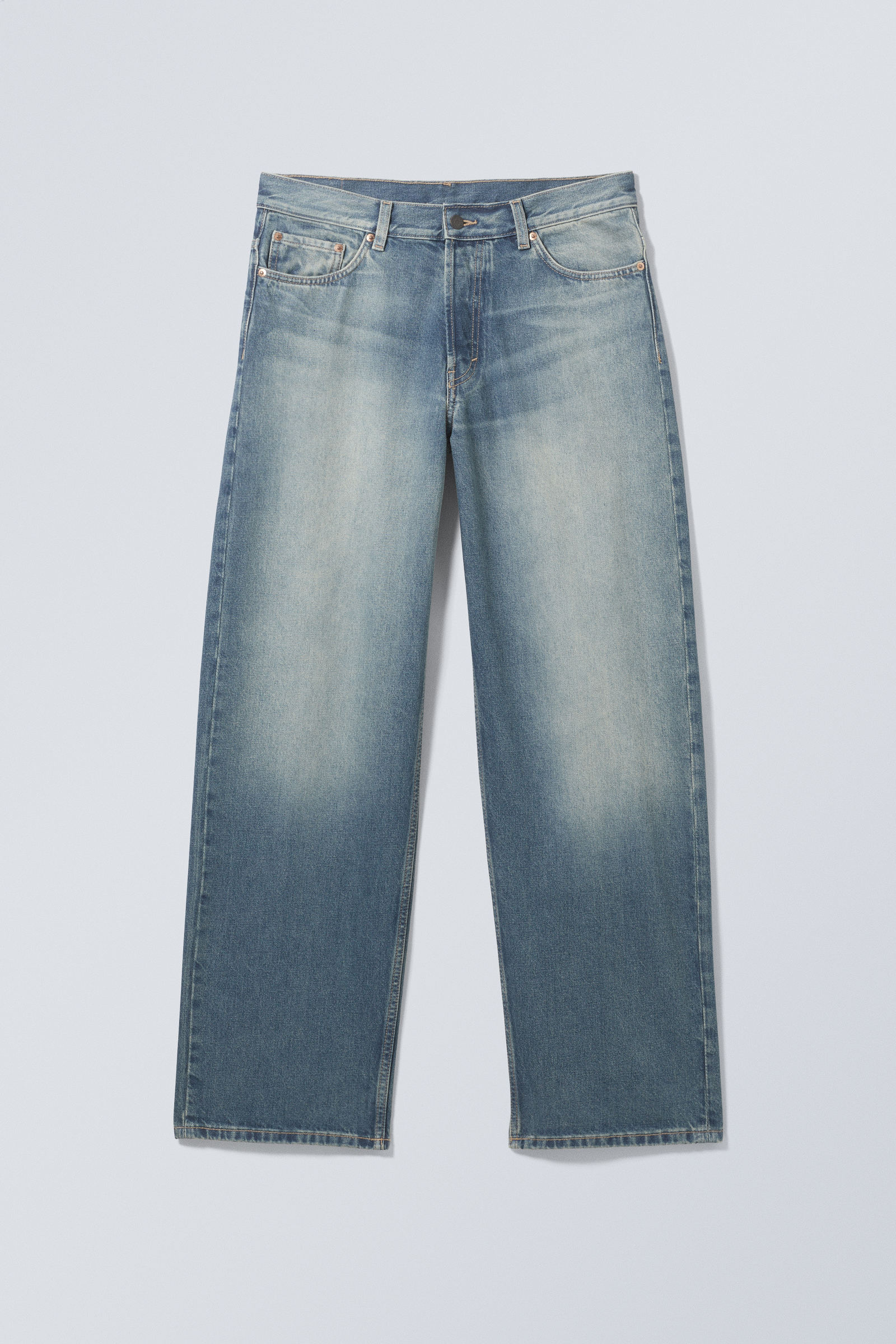 Jackpot Blue - Mittelblau - Sphere Low Waist Loose Straight Leg Jeans - 0