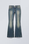 Gasoline Blue - Medium Blue - Flame Low Rise Slim Flared Leg Jeans - 2