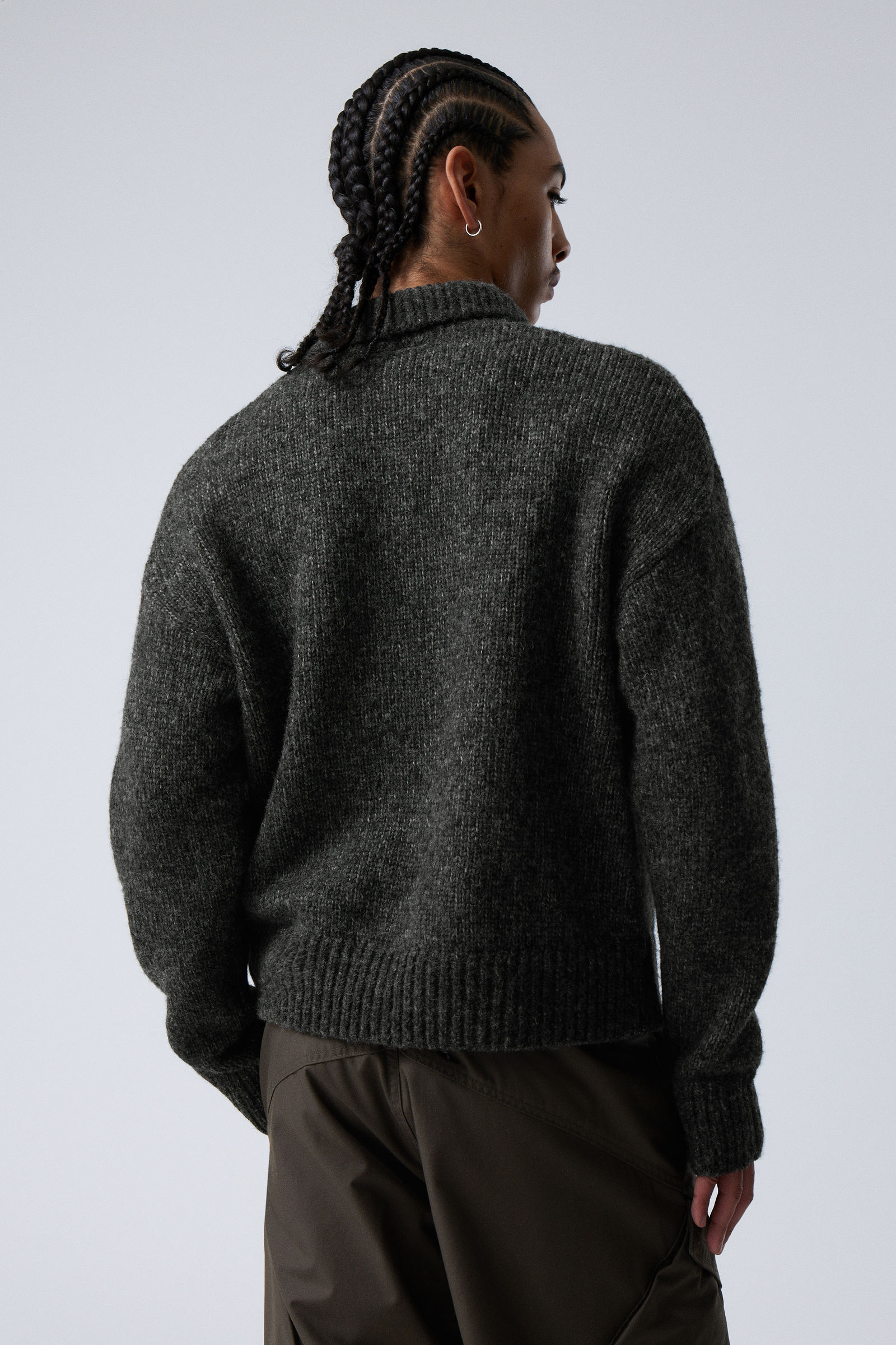 Dark Grey - Bobby Relaxed Knitted Polo Sweater - 2