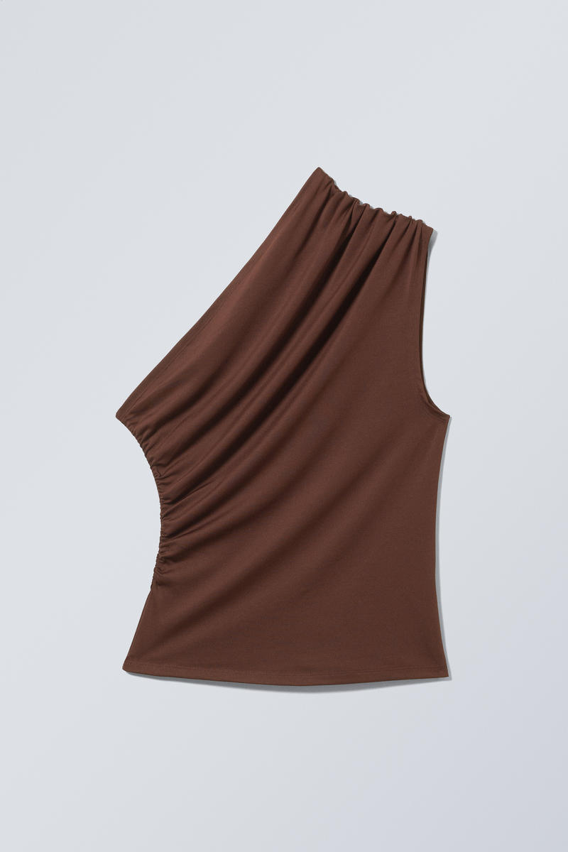 sleeveless gathered one-shoulder top - Dark Red | Weekday DK