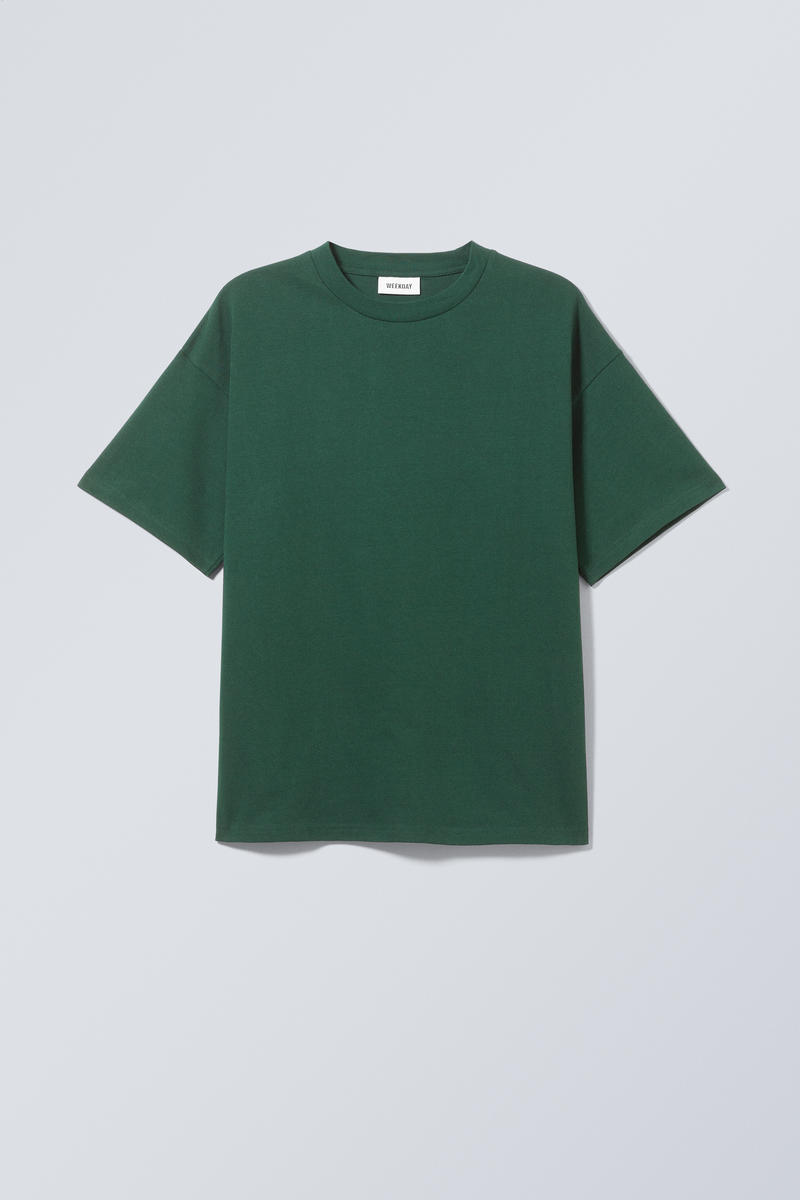 great boxy heavyweight t-shirt - Dark Green | Weekday DK