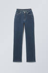 Sapphire Blue - Dark Blue - Twig Curve Mid Rise Slim Straight Leg Jeans - 0