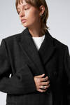 Black Check - Oversized Double-Breasted Wool-Blend Coat - 1