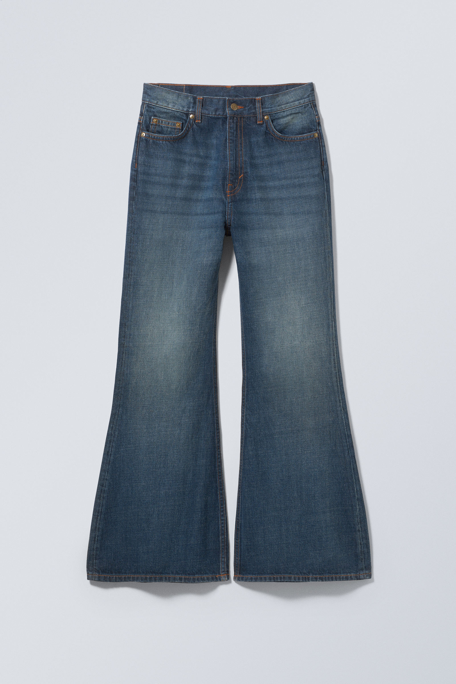 #0000FF - Grove Low Baggy Flared Jeans - 1
