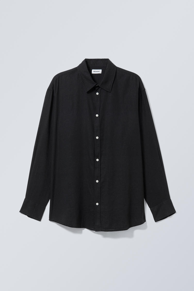 oversized linen shirt - Black | Weekday EU