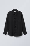 Black - Oversized Linen Shirt - 3