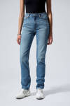 Golf Blue - Medium Blue - Smooth High Waisted Slim Leg Jeans - 1