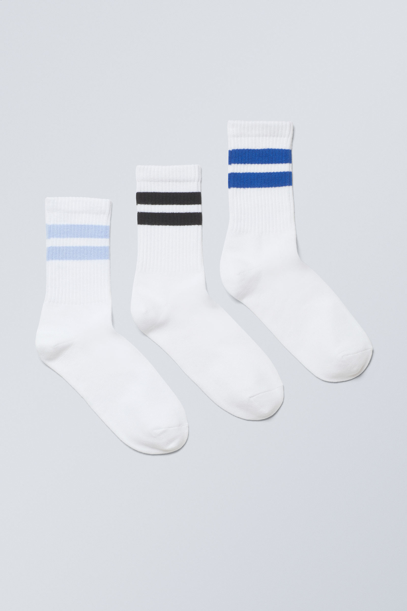 #0000FF - 3pack Striped Sport Socks